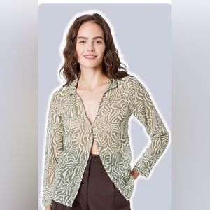 Abercrombie Green swirl sheer blouse